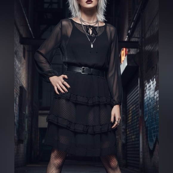 Ivanka Trump Sheer Tiered Black Dress - Picture 2 of 16